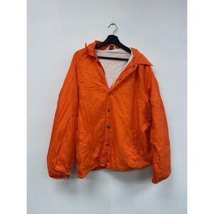 Vintage Montgomery Ward Jacket Mens XL Orange Nylon Coach Snap Front 90s